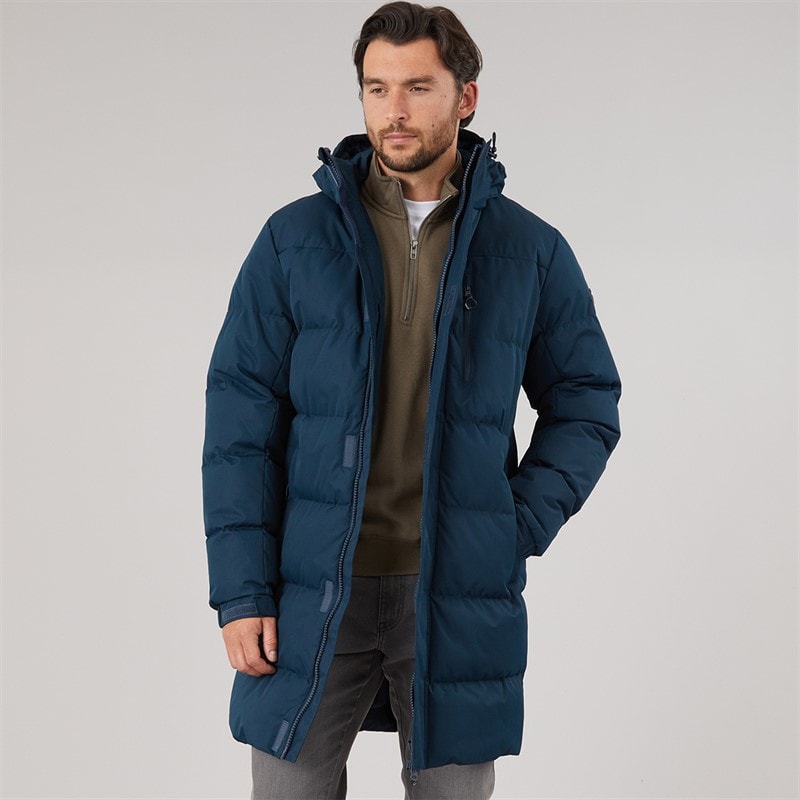 Mens Belvoir Waterproof Padded Long Jacket Navy - Image 1
