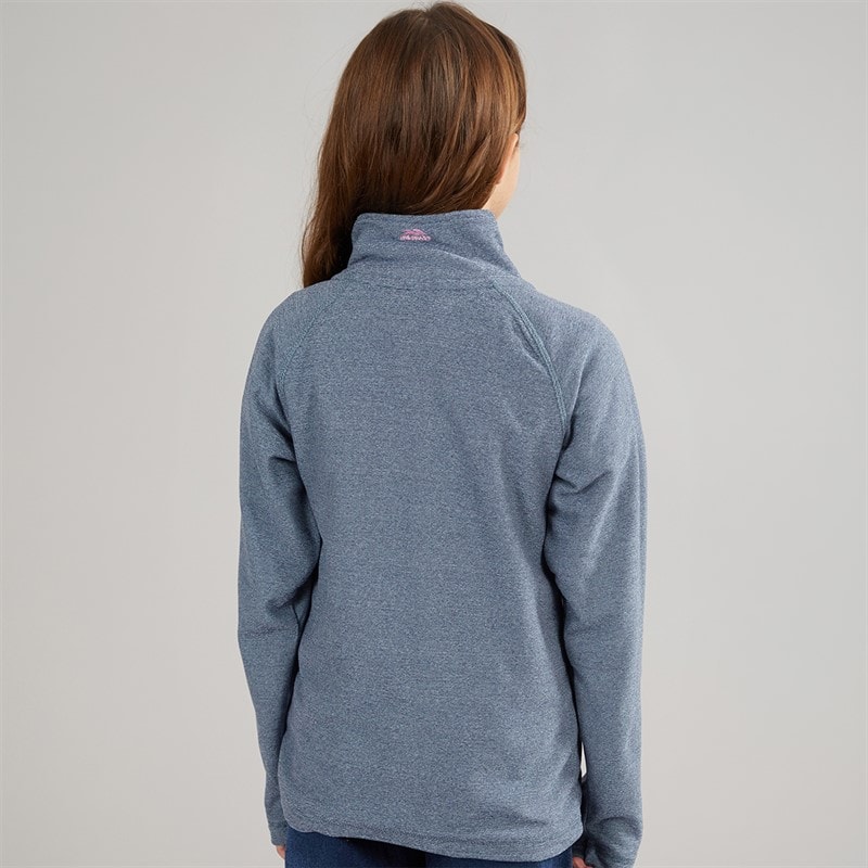 Trespass Girls Meadows 1/2 Zip Fleece Navy/Pink Logo - Image 2