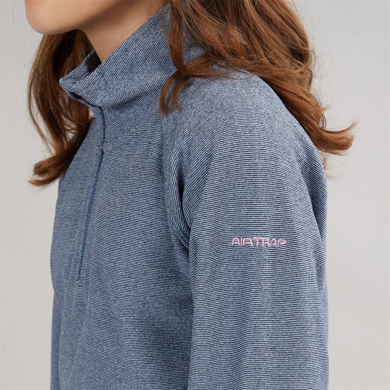 Trespass Girls Meadows 1/2 Zip Fleece Navy/Pink Logo - Image 3