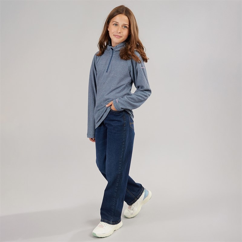Trespass Girls Meadows 1/2 Zip Fleece Navy/Pink Logo - Image 4