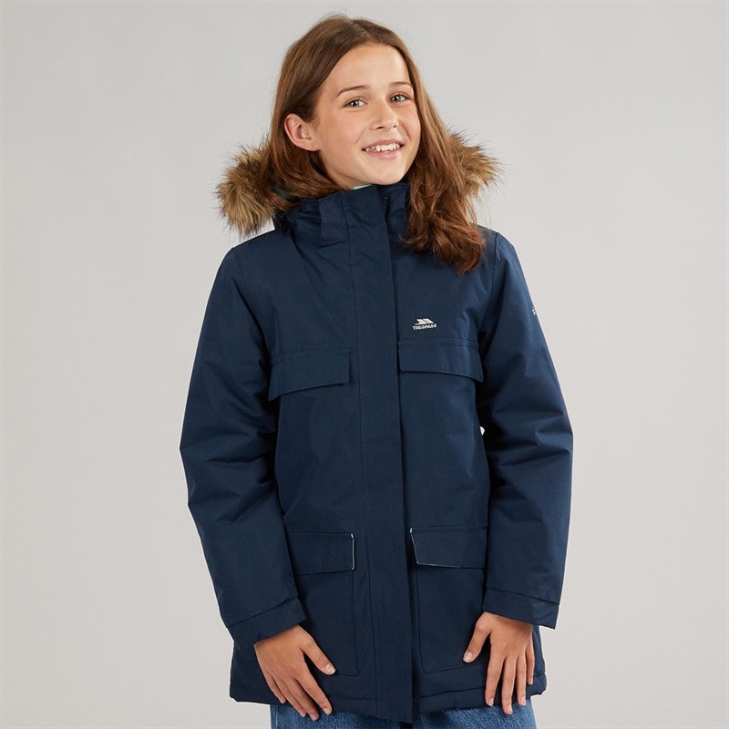 Trespass Girls Larission Insulated Waterproof Parka Navy - Image 3