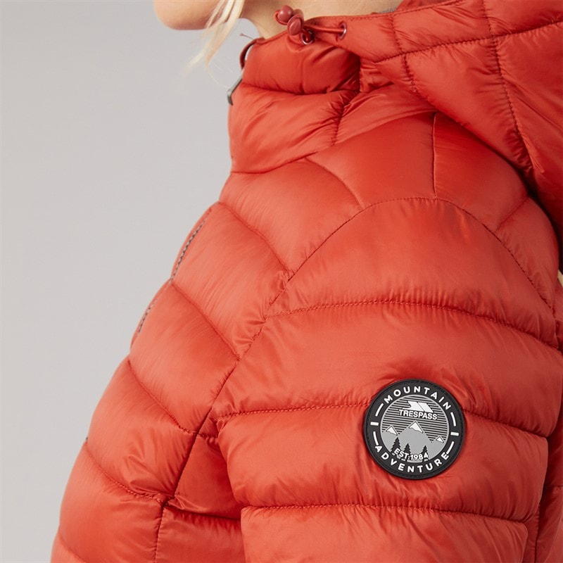 Womens Briarlea Padded Hooded Long Coat Burnt Orange - Image 5