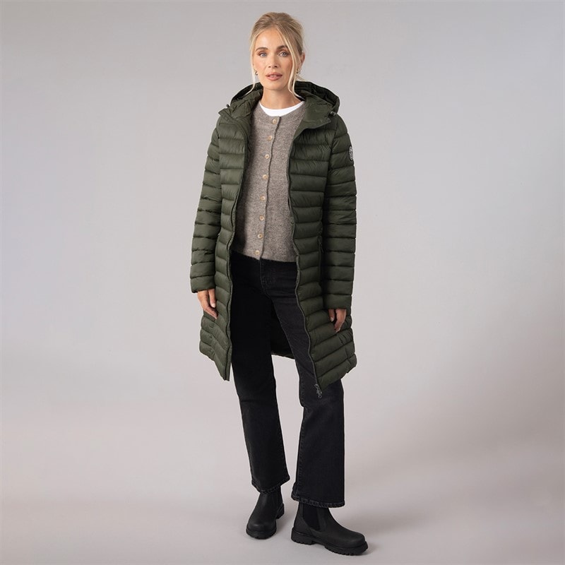 Womens Briarlea Padded Hooded Long Coat Dark Vine - Image 4