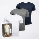 Mens Santo Three Pack T-Shirts Navy/Grey Marl/White