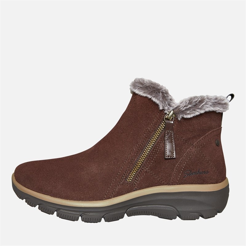SKECHERS Womens Easy Going High Zip Boots Chocolate Brown