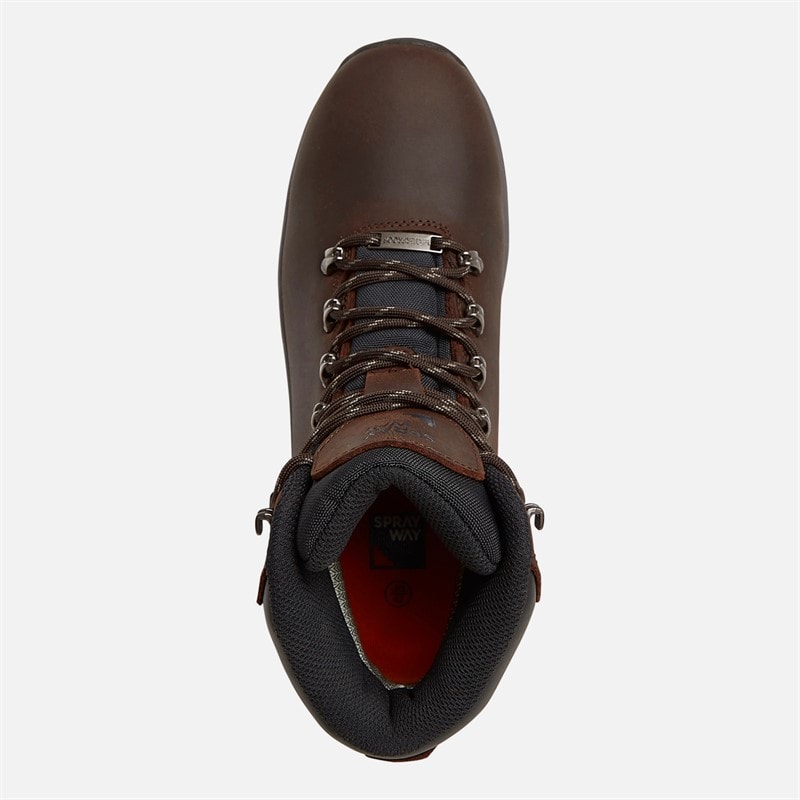 Mens Hordan Nubuck Leather HydroDRY Waterproof Trail Walking Boots Brown - Image 4