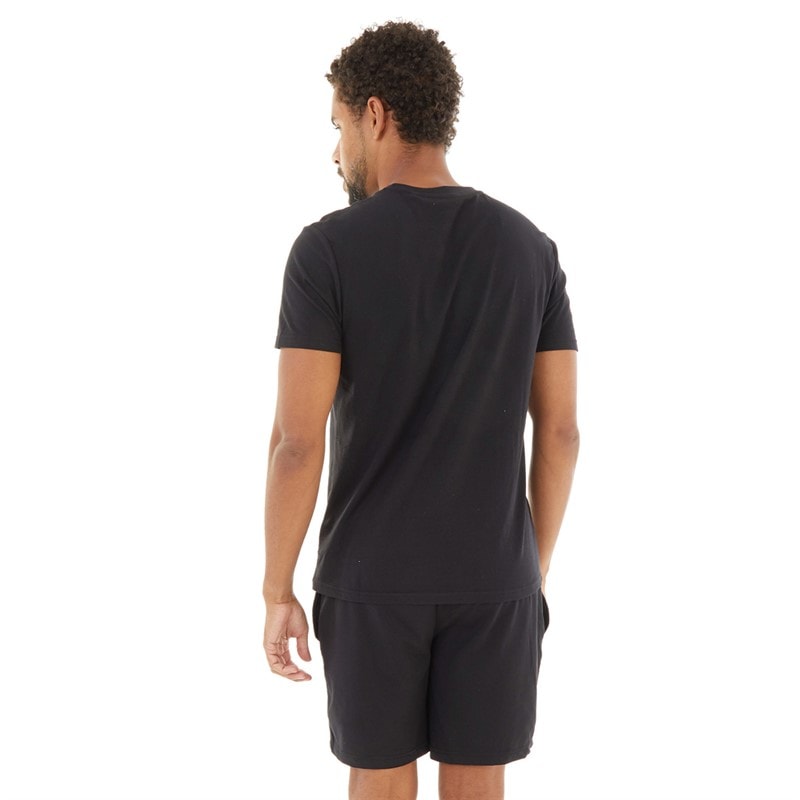 Mens Wells T-Shirt And Shorts Pyjama Set Black - Image 2