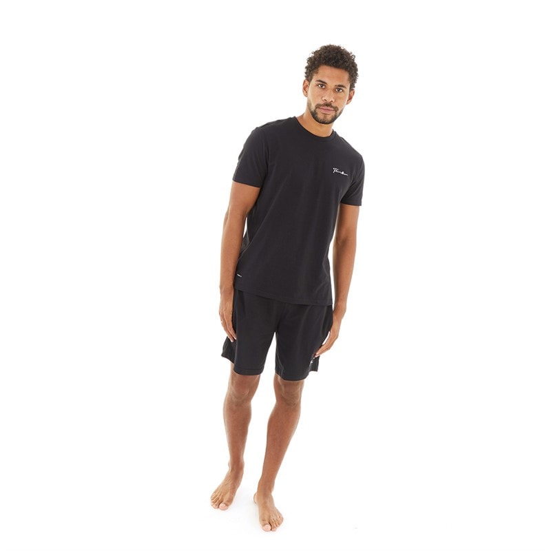 Mens Wells T-Shirt And Shorts Pyjama Set Black - Image 4