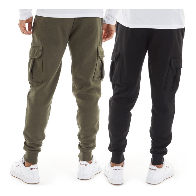 Mens Two Pack Stefan Cargo Joggers Black/Khaki - Image 2