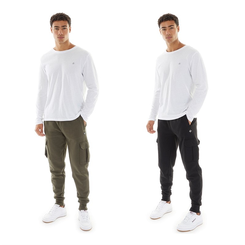 Mens Two Pack Stefan Cargo Joggers Black/Khaki - Image 3