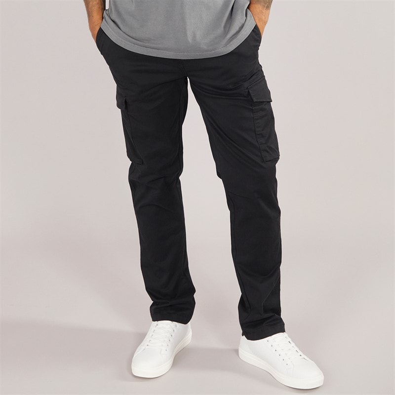 THREADBARE Mens Battle Drill Cargo Trousers Black
