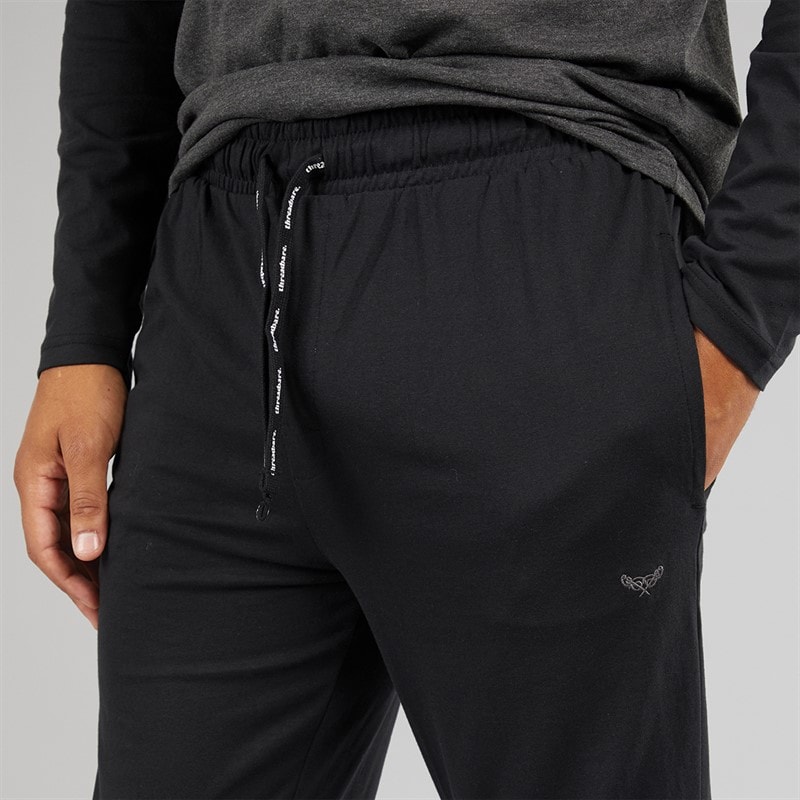 Mens Baddaway Pyjama Set Charcoal Marl/Black - Image 3