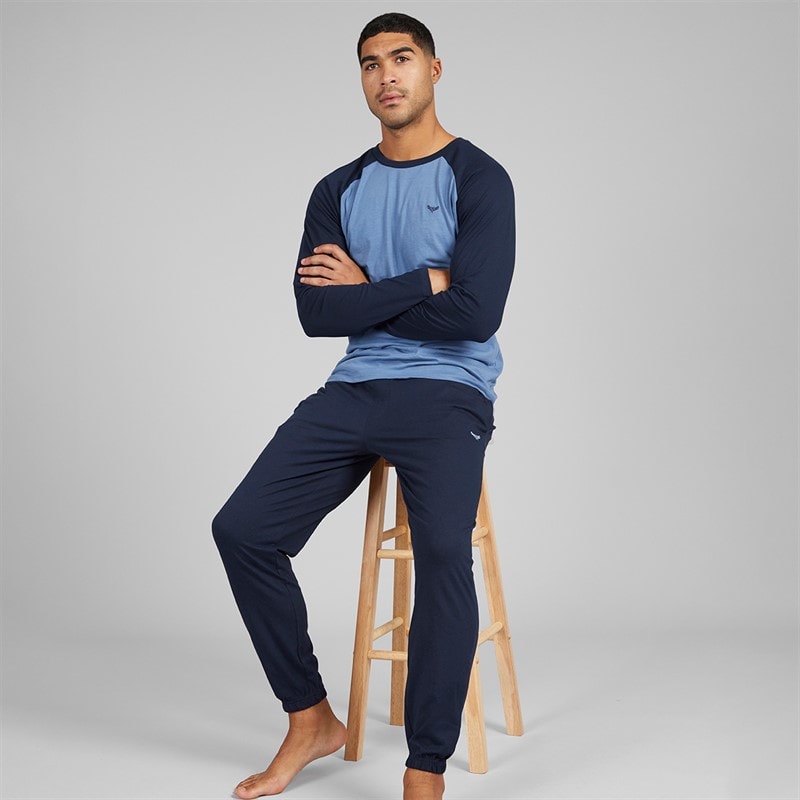 Mens Baddaway Pyjama Set Navy/Denim Marl - Image 1