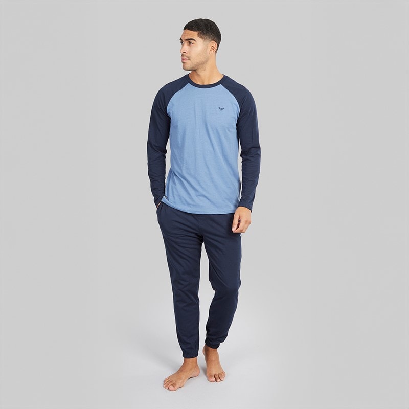 Mens Baddaway Pyjama Set Navy/Denim Marl - Image 4