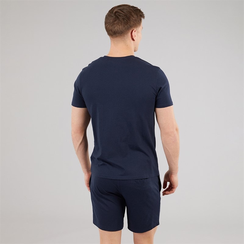 Mens Wells T-Shirt And Shorts Pyjama Set Navy - Image 2