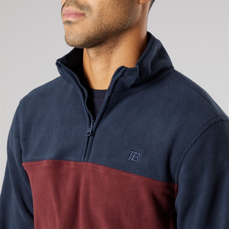 Mens Wham 1/4 Zip Fleece Navy/Burgundy - Image 3