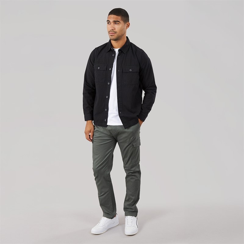 Mens Battled Cargo Trousers Dark Fuel - Image 4