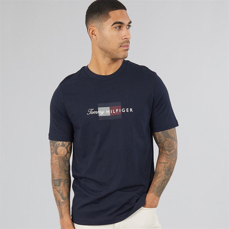 Mens Script Flag T-Shirt Desert Sky - Image 1
