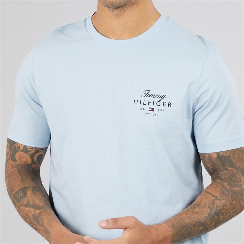Mens Script Stack T-Shirt Breezy Blue - Image 3