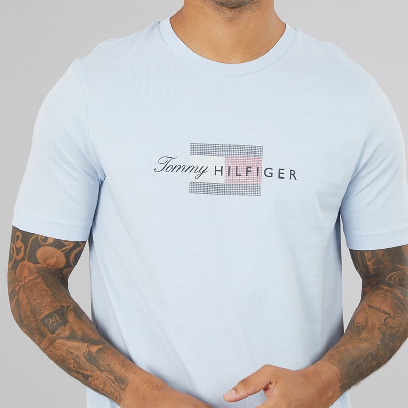 Mens Script Flag T-Shirt Breezy Blue - Image 3