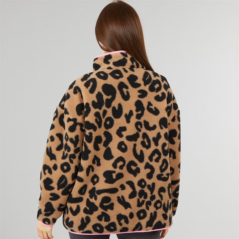 Womens Avenue Borg Fleece Jacket Leopard - Image 2