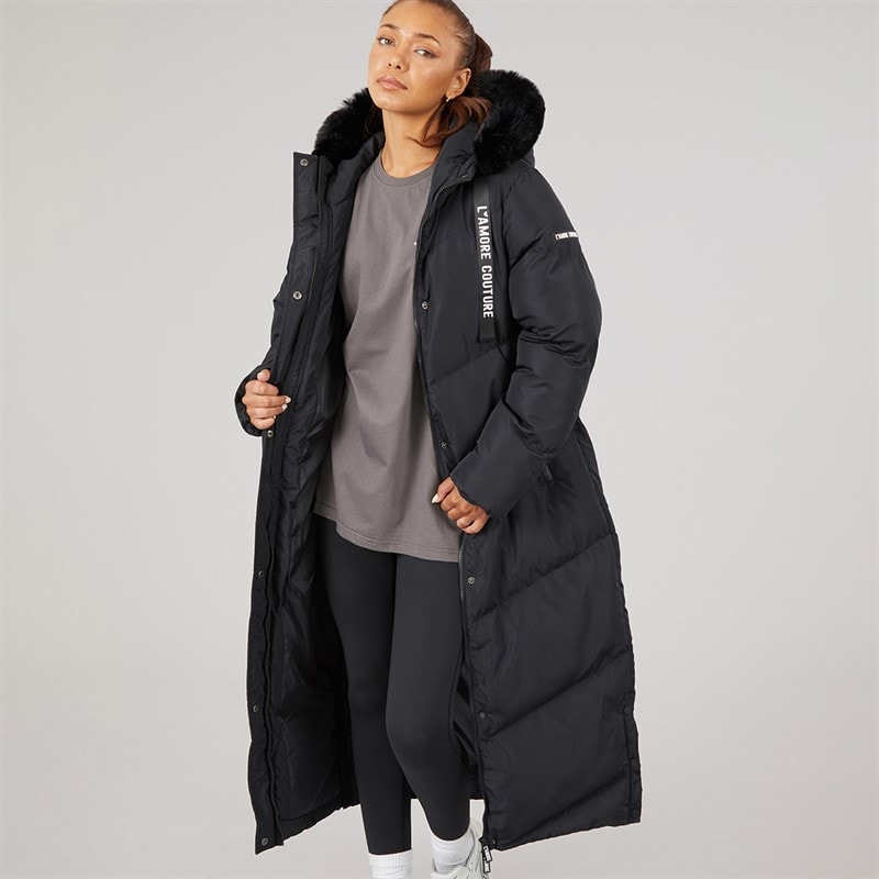 Womens Madison Long Puffer Coat Black - Image 1