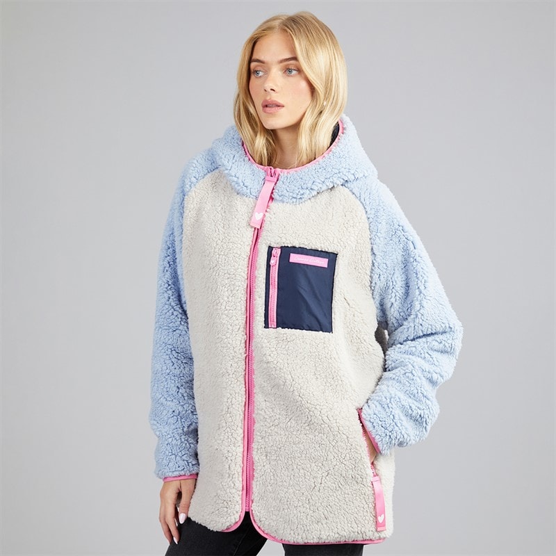 Womens Patty Borg Jacket Blue/Cream - Image 2