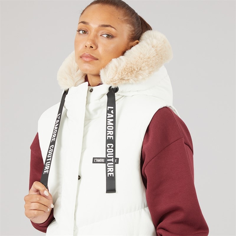 Womens Maddy Long Gilet Cream - Image 5