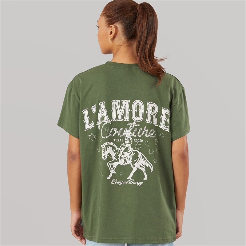 Womens Marlow Oversized T-Shirt Khaki - Image 3