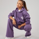 Womens Brinas Hoodie And Wide Leg Joggers Tracksuit Grape