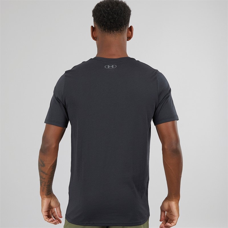 Mens UA Sportstyle Left Chest Short Sleeve T-Shirt Black - Image 2