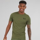 Mens UA Sportstyle Left Chest Short Sleeve T-Shirt Marine OD Green/Black