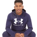 Mens UA Rival Fleece Logo Hoodie Midnight Navy/White