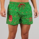 Mens Racer Swim Shorts Green/Red/White