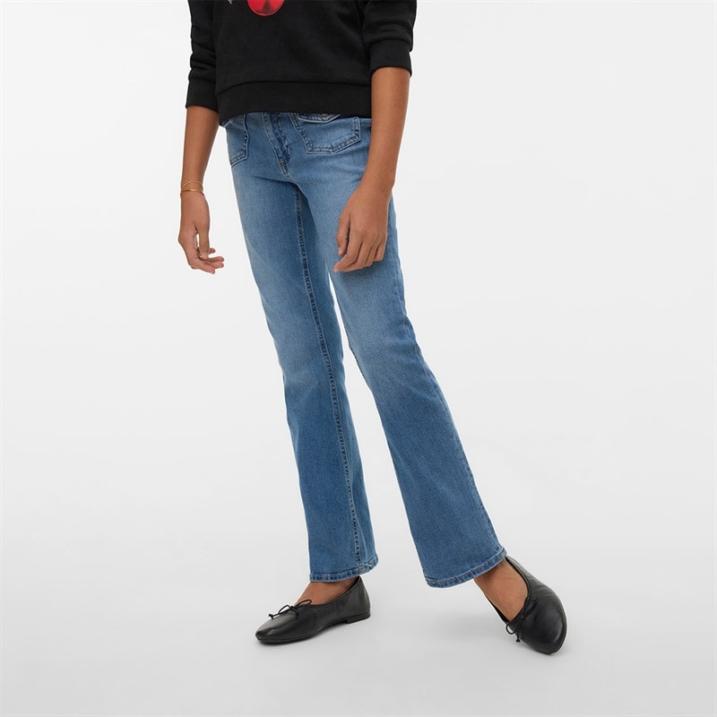 Girls Flash Flared Jeans Medium Blue Denim - Image 1