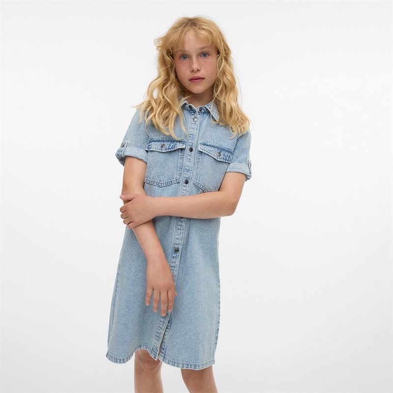 Girls Jennie Denim Dress Light Blue Denim - Image 1