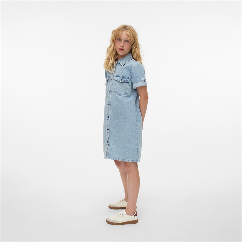 Girls Jennie Denim Dress Light Blue Denim - Image 2