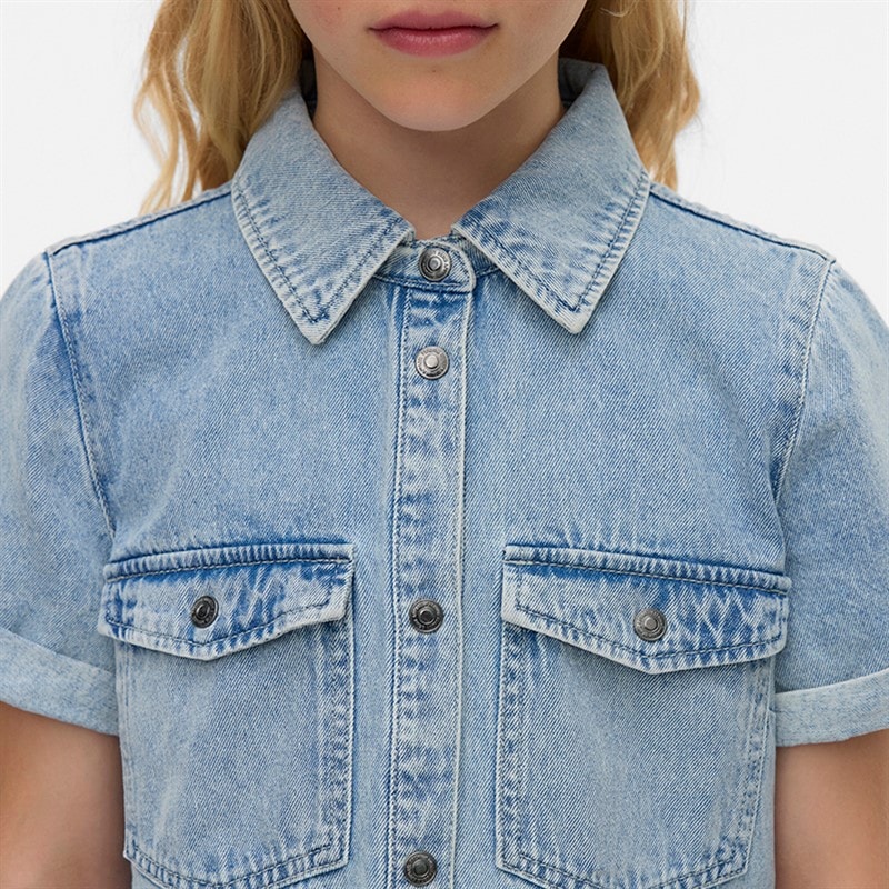 Girls Jennie Denim Dress Light Blue Denim - Image 4