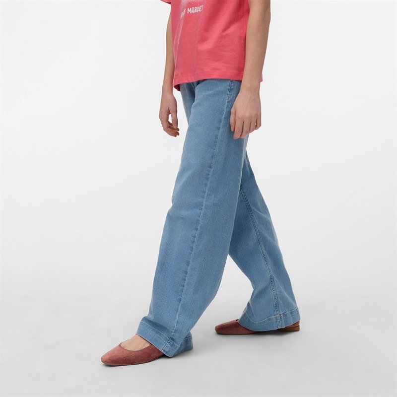 Girls Daisy Wide Leg Jeans Light Blue Denim - Image 1