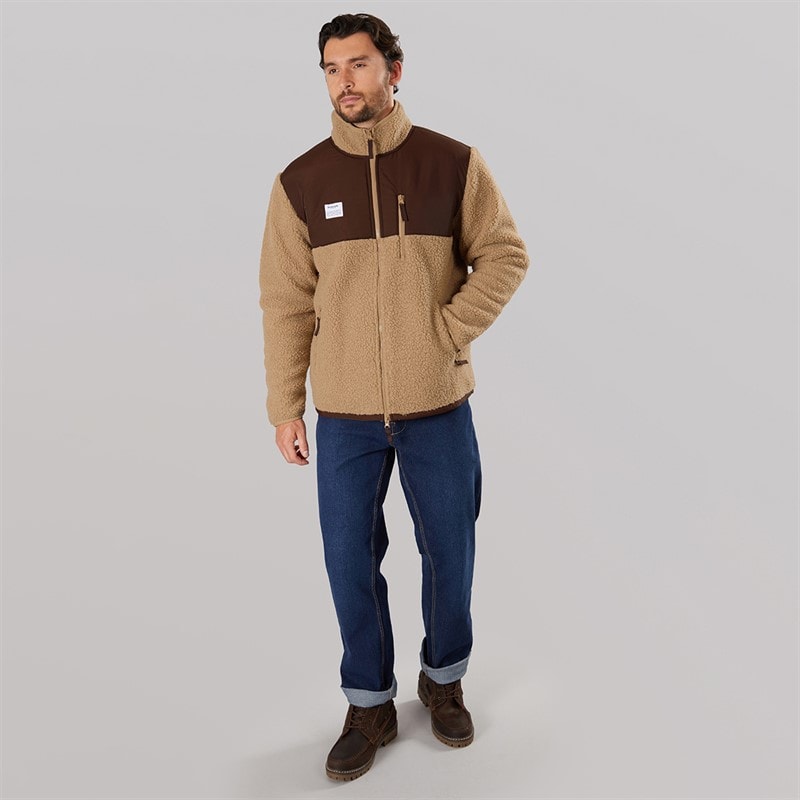 Mens Panel Zip Fleece Sand - Image 4