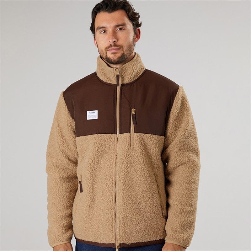 Mens Panel Zip Fleece Sand - Image 5