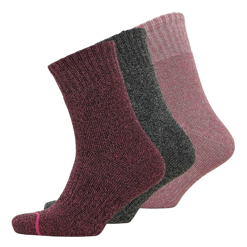 Womens Three Pack Thermal Crew Socks Rapture Rose/Medium Grey/Black Medium Pink - Image 1