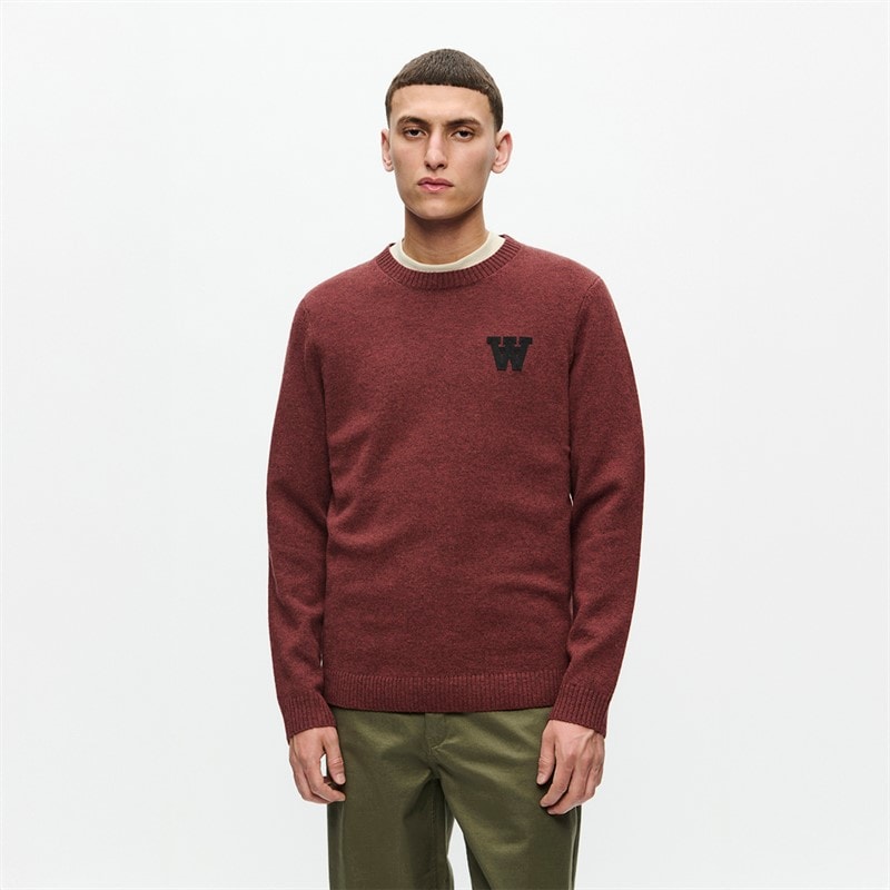 Wood Wood Mens Tay Knitted Jumper Decadent Chocolate Melange