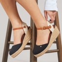 Womens Bela Ankle Strap Wedge Sandals Black