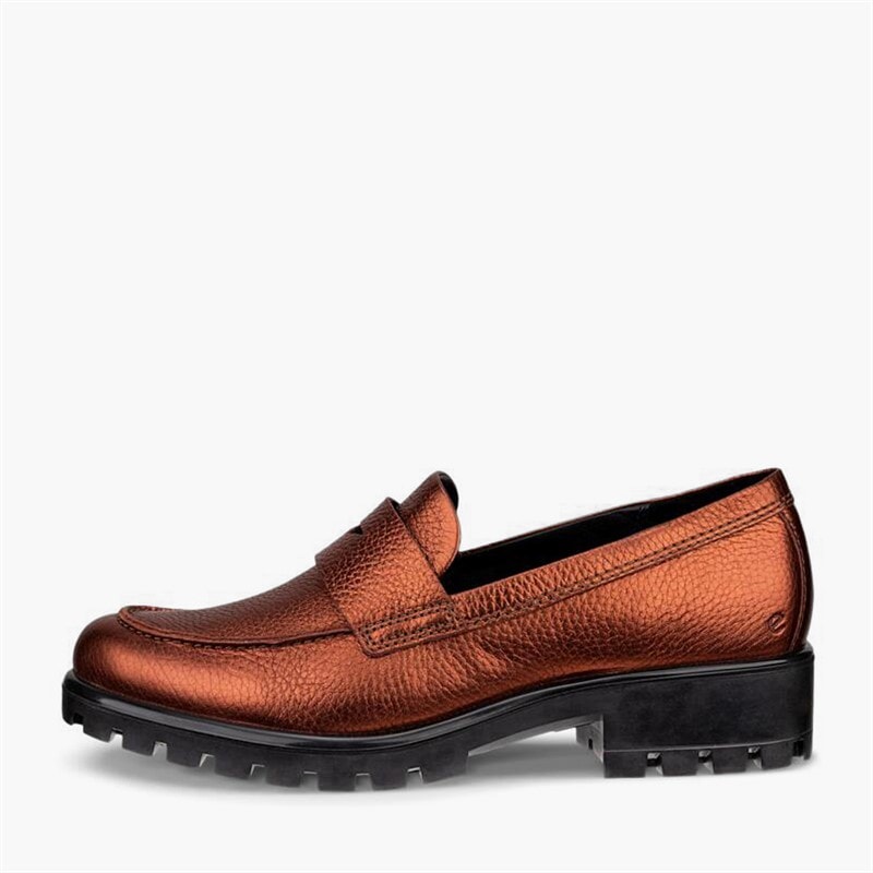 ECCO Womens Moodtray Leather Loafers Bronze Antique