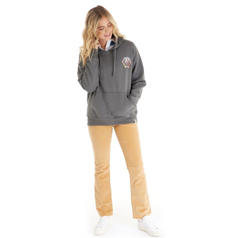 Womens Peace And Love Hoodie Charcoal - Image 4