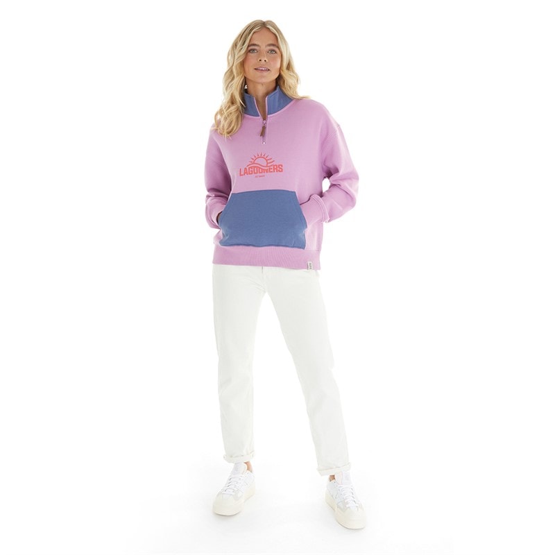 Womens Rise Zip Neck Sweatshirt Pale Pansy - Image 3