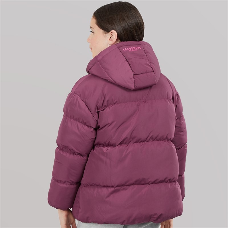 Girls Brekon Short Puffer Coat Burgundy - Image 2