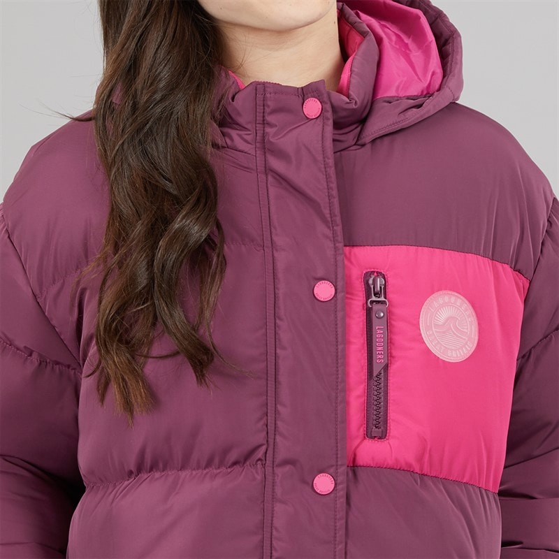 Girls Brekon Short Puffer Coat Burgundy - Image 5