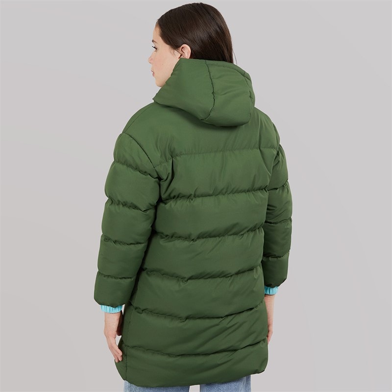 Girls Thmfield Long Puffer Coat Forest Green - Image 2